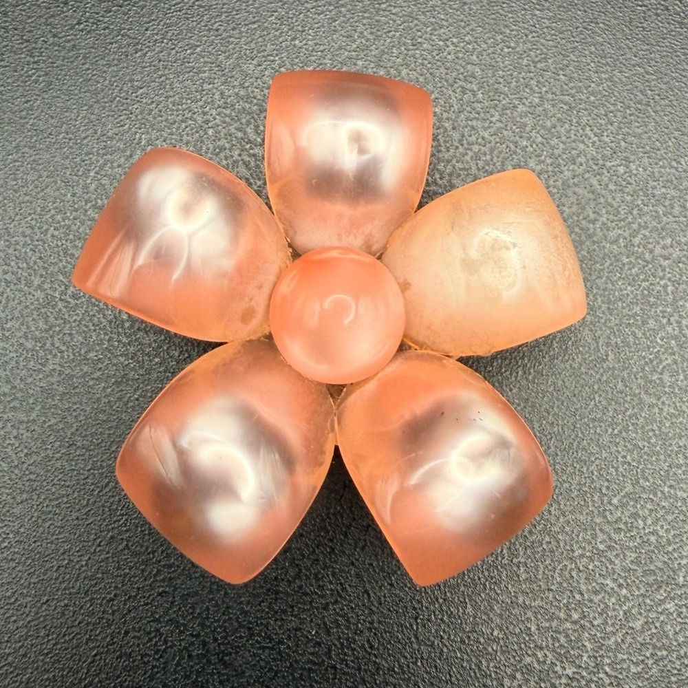 Pink Moonglow Flower Brooch Mid Century 1950s Large Floral Pin